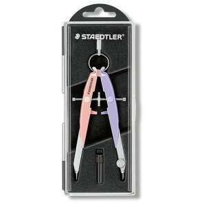 Staedtler Zirkel mit pastellrosa und lila Griffen in einem durchsichtigen Kunststoffetui - STAEDTLER