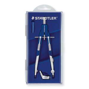 Staedtler Mars Comfort 552 Zirkel-Set, 3 Stück, blau und silber, in einer transparenten Kunststoffbox - Schulanfang, Schulmaterialien