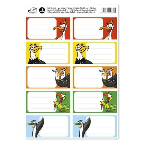 10 db-os csomag 76x38 mm-es Tengernyi tudás címke vicces állatmintákkal