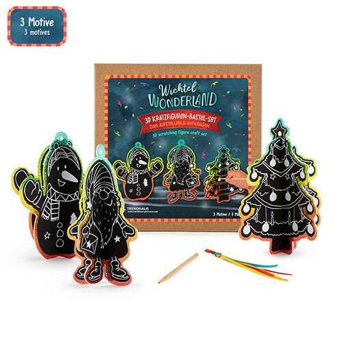 Trendhaus Wichtel Wonderland 3D kaparós figura készlet, 3 motívum, hóember, törpe, karácsonyfa