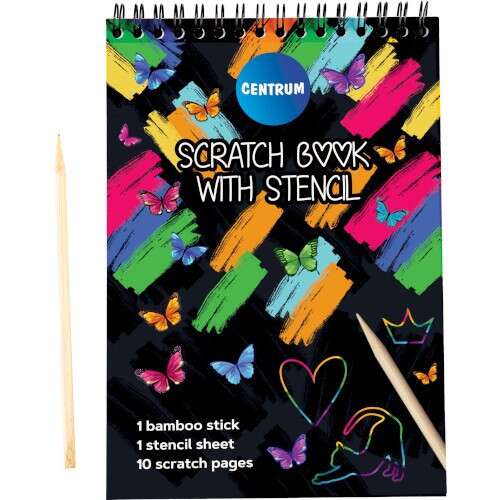 Centrum kaparós füzet stencillel, 10 kaparós oldal, 1 stencillel, 1 bambusz pálca