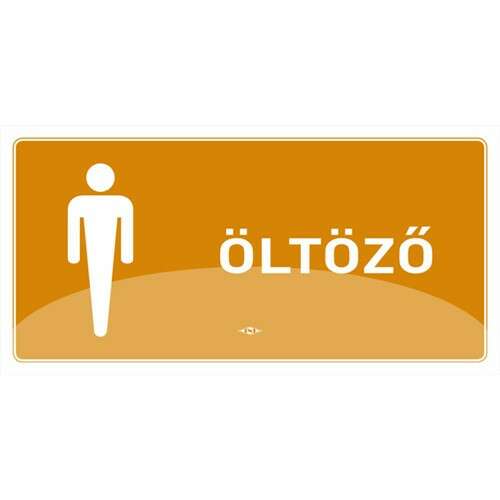 Férfi öltöző tábla, 10x20 cm, barna