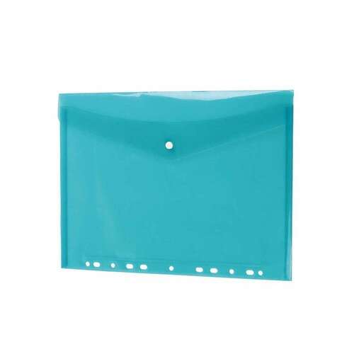 Dosar din plastic A4 albastru cu închidere cu buton și 11 găuri pentru legare