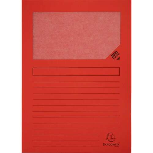Piros A/4-es Exacompta mappa ablakkal, 120g, Zero Plastic