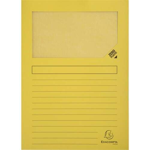 Sárga A4-es Exacompta iratgyűjtő ablakkal, nulla műanyag, vonalas, dokumentumokhoz
