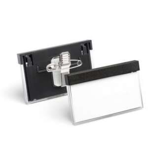 Névkitűző Durable Select 30x60 mm kombi klippel, fekete - Durable