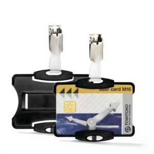 Fekete Durable névkitűző biztonsági kártyákhoz, 85x54 mm, klipes - Durable