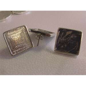 Négyzet alakú fülbevaló alap, 20x20mm, ródium bevonattal, ékszerkészítéshez - Pebeo