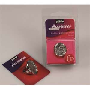 Pébéo Fantasy Accessories ovális gyűrűalap, 20x25 mm, ródium bevonattal, nikkelmentes - Pebeo