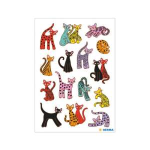 Herma absztrakt macskák matricák, 3 lap színes macska matrica díszítéshez - Matrica, mágnes