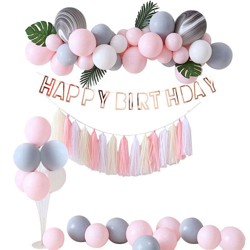Pink/Grey Birthday Balloon Set