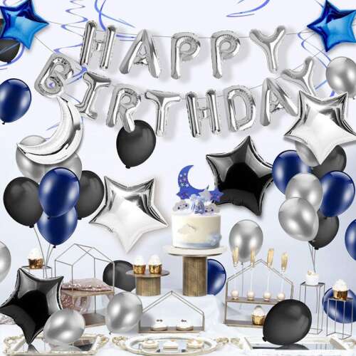 Dark Blue/Black Birthday Balloon Set