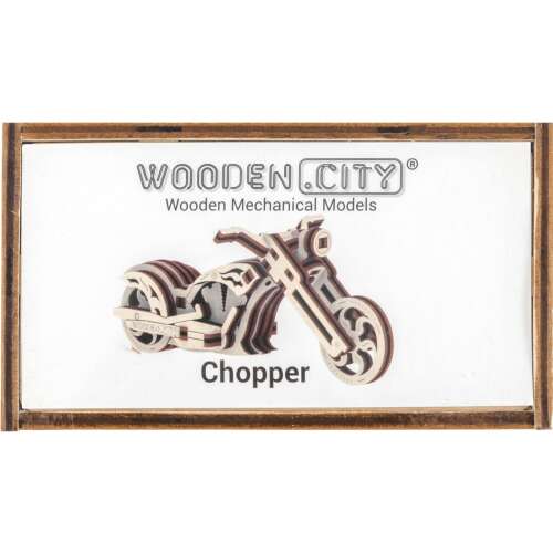Wooden City Chopper 3D Puzzle, Holzmechanisches Modellbausatz