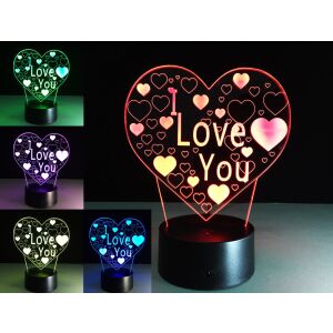 3D LED Srdce Lampa - Ľúbim ťa - Stolná lampa, zmena farby - Lampy&osvetlenie
