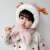 Pink plush deer hat and scarf set for kids, warm and soft winter accessory