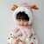 Pink plush deer hat and scarf set for kids, warm and soft winter accessory