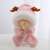 Pink plush deer hat and scarf set for kids, warm and soft winter accessory
