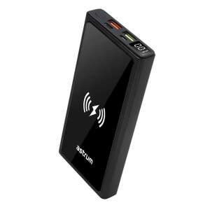 Astrum PB640 20000mAh schwarzes Schnelllade-Powerbank mit kabellosem Laden, PD 3.0, QC 4.0, 2x USB-A (2.4A), 1x Typ-C (22.5W), Li-Polymer-Zellen - Astrum