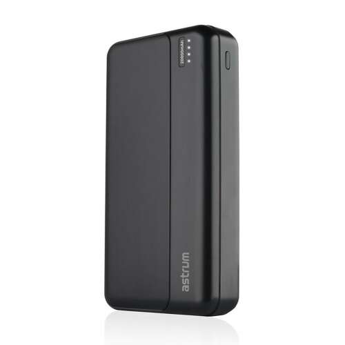 Astrum PB630 20000mAh fekete gyors töltő PD 3.0, QC 4.0 power bank 2x USB-A (2.4A), 1x Type-C (22,5W), Li-polymer cellákkal