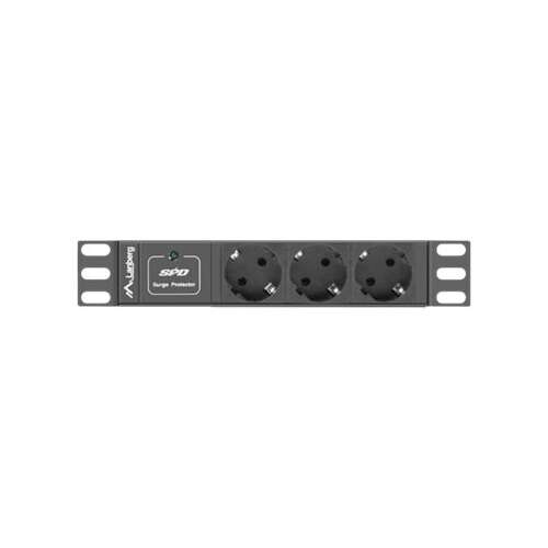 Prelungitor, Lanberg, 10", 2m, 16A, Negru (PDU-03F-0200-BK) (PDU-03F-0200-BK)
