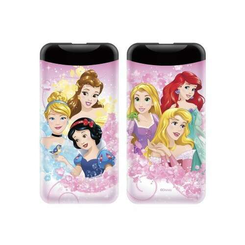 Baterie externa Disney Princess 6000mAh - Incarcator portabil roz cu Cenusareasa, Belle, Alba ca Zapada, Rapunzel, Ariel si Aurora