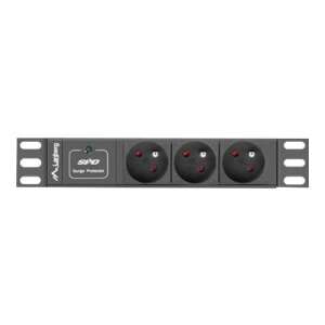 Lanberg PDU-03E-0200-BK 1U 16A surge protector with 3 outlets - Rack Cabinet Accessory
