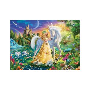 Castorland Delikatność Przyjaźni 200-elementowe puzzle przedstawiające księżniczkę i jednorożca w magicznym krajobrazie. - Castorland Puzzle