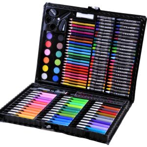 Művészeti Készlet 150 Elemes open with colored pencils, crayons, paints, and accessories - Writing Tool Set