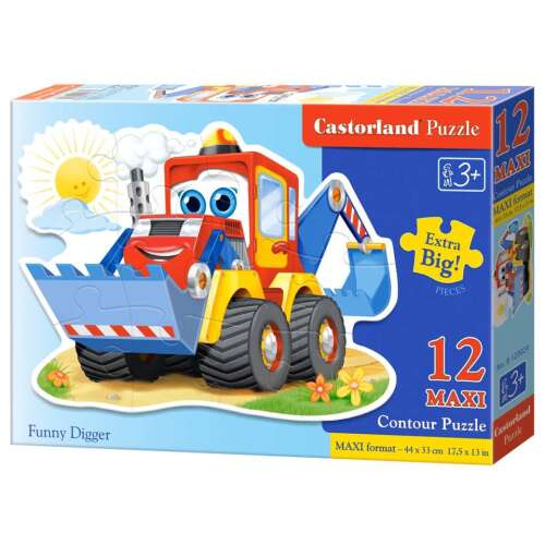 Castorland Puzzle Vtipný Bager 12 dieli Maxi Kontúrová Puzzle pre deti od 3 rokov