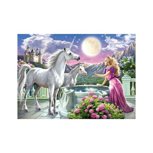 Zložené puzzle Castorland Princezná a jednorožce, 120 dielikov