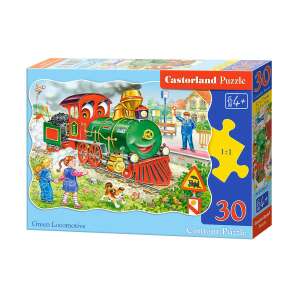 Castorland 30 piece puzzle for kids, Green Locomotive, train puzzle for kids - Puzzle