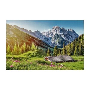 Peisaj de vară în Alpi. Scenă montană cu cabană și flori sălbatice. - Castorland Puzzle