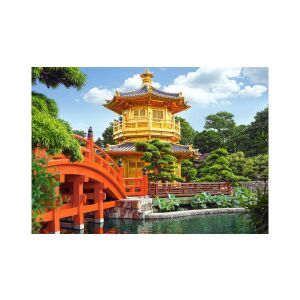 Złota chińska pagoda i czerwony most obraz do układania puzzli - Castorland Puzzle