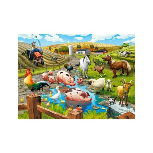 Castorland Life on the Farm 70-piece jigsaw puzzle featuring farm animals and a tractor.