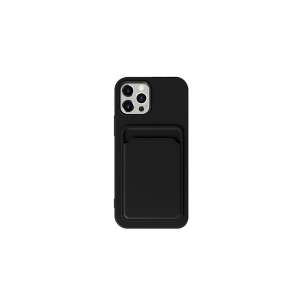 Black TPU phone case with card holder for iPhone 15 Plus - XO