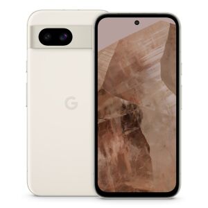 Beige Google Pixel 8a 5G Vorder- und Rückansicht - Handys