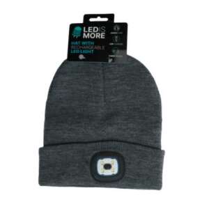 Ledis More sapka újratölthető LED fénnyel, szürke sapka beépített fejlámpával - Férfi sapka