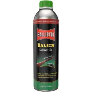 Ballistol Balsin Schaft-Öl, 500ml, faanyagvédő olaj puskaállományokhoz és természetes fához, véd az eső, a nedvesség, a rothadás és a penész ellen, mélyhatású, regenerálja és védi - Fegyvertisztító & Karbantartó szer