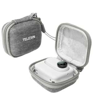 TELESIN carrying case for Insta360 GO 3 action camera, gray, with camera inside - Drone accessory