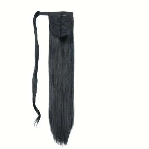 Fekete lófarok póthaj, csatos és tépőzáras, 70cm hosszú, egyenes, nőknek