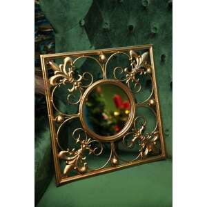 Elegáns Arany Fém Tükör - Virágminta - 48x48 cm