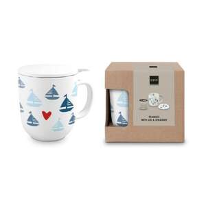 PPD Teásbögre tetővel és szűrővel, Seaside mintával, 0,4l, porcelán, rozsdamentes acél szűrővel, dobozban - Konyha & Étkezés