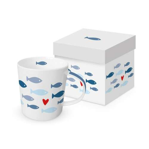 Seaside porcelán bögre hal mintával, 0,4l, dobozban