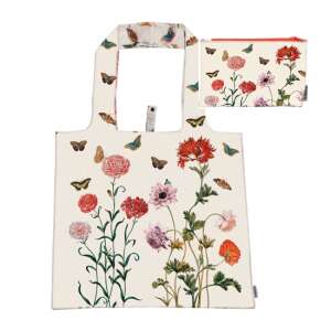 FRI.40564 ECO bevásárló táska újrahasznosított műanyag palackból, 48x60cm, összehajtható 15x12cm-es tasakba, Maria Sybilla Merian virágmintás - Bevásárló táska- & szatyor