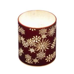 Piros üveghenger hópehely mintával, LED-es világítással, 9x9x10cm - Nonbrand Karácsonyi dekoráció