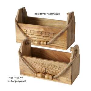2 részes fa tárolóláda szett kötél fogóval és horgonyos mintával, ideális apró dolgok rendezéséhez és tárolásához - Tárolás & Rendszerezés