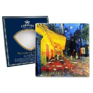 Carmani Művészek Gyűjteménye, 13x13cm üvegtányér Van Gogh Kávéház éjjel képével - Tányér