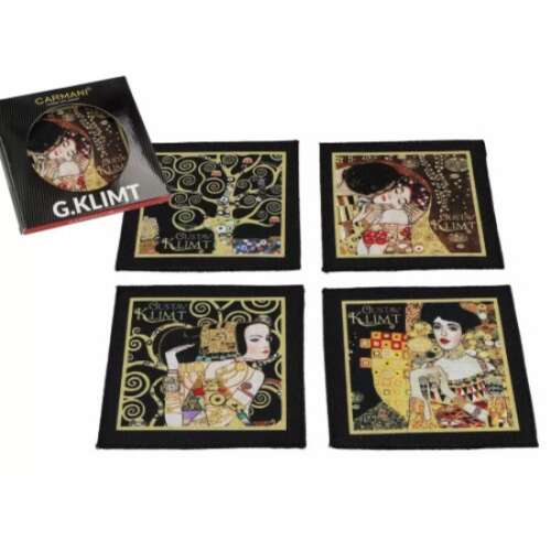 4 db-os Klimt poháralátét szett, Gustav Klimt híres festményeivel