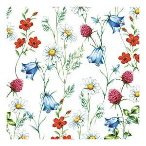 AMB.13311295 Vegyes vadvirágok fehér papírszalvéta virágmintával - Szalvéta