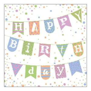 Születésnapi girland kék papírszalvéta, 33x33cm, 20 db-os - Szalvéta